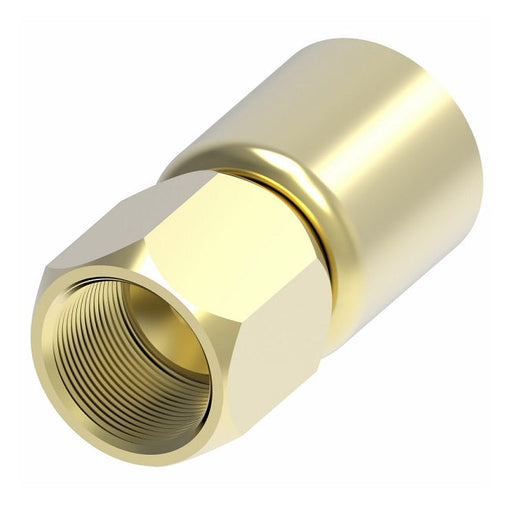 33806P-406 Weatherhead by Danfoss | 338 'P' Series | Female SAE 45° Swivel Crimp Fitting | -06 Female SAE 45° Swivel x -06 Hose Barb | Brass