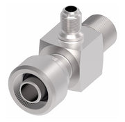 R12-Z99 Weatherhead by Danfoss | 757 'E' Series | Bumped Tube O-Ring R134a Service Port Adapter 90° Elbow with Low Service Port | 3/4" Tube Size | Steel