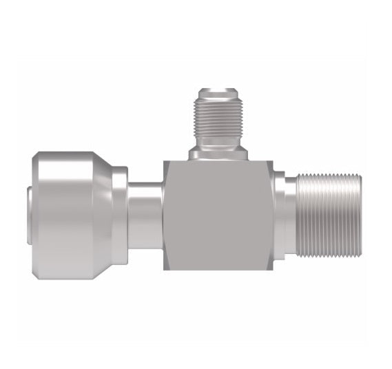 R12-Z58 Weatherhead by Danfoss | 757 'E' Series | Bumped Tube O-Ring Service Port Adapter with R12 High Service Port | 1/2" Tube Size | Steel