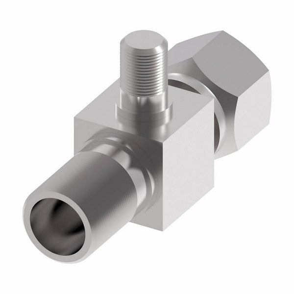 75706 Weatherhead by Danfoss | 757 'E' Series | Bumped Tube O-Ring Service Port Adapter with R134a Low Service Port | 3/4" Tube Size | Steel