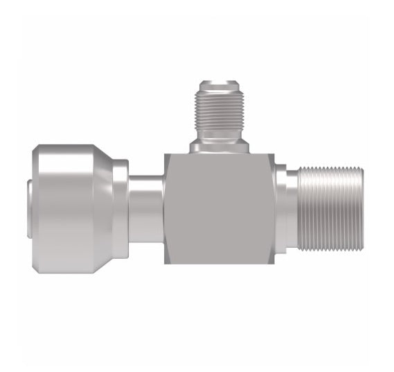 75731 Weatherhead by Danfoss | 757 'E' Series | Bumped Tube O-Ring Service Port Adapter R134a with Low Service Port 90° Elbow | 5/8" Tube Size | Steel