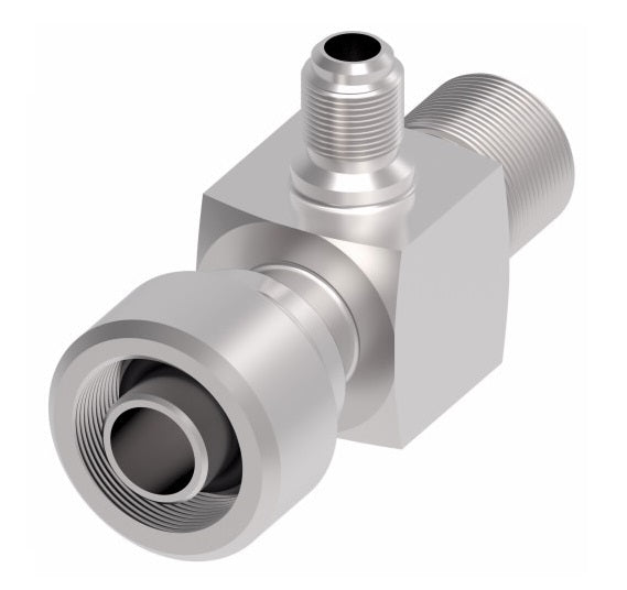 75730 Weatherhead by Danfoss | 757 'E' Series | Bumped Tube O-Ring Service Port Adapter R134a with High Service Port 90° Elbow | 1/2" Tube Size | Steel