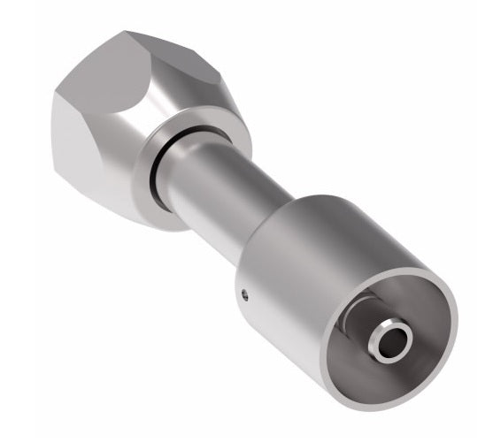 75706E-408 Weatherhead by Danfoss | 757 'E' Series | Female SAE 45° Flare Swivel Crimp Fitting | -08 Female SAE 45° Flare Swivel x -05 Hose Barb | Steel