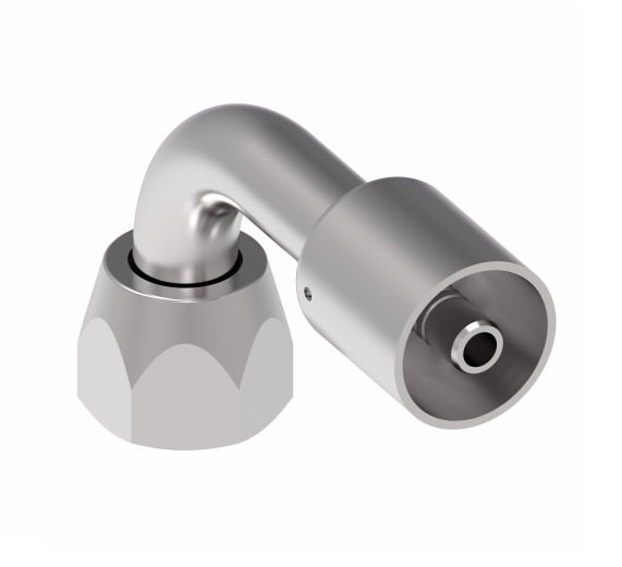 75712E-472 Weatherhead by Danfoss | 757 'E' Series | Female SAE 45° Flare Swivel Tube 90° Elbow Crimp Fitting | -12 Female SAE 45° Flare Swivel x -10 Hose Barb | Steel