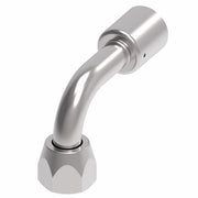 75706E-466 Weatherhead by Danfoss | 757 'E' Series | Female SAE 45° Flare Swivel Tube 90° Elbow Crimp Fitting | -06 Female SAE 45° Flare Swivel x -05 Hose Barb | Steel