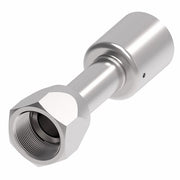 75706E-406 Weatherhead by Danfoss | 757 'E' Series | Female SAE 45° Flare Swivel Crimp Fitting | -06 Female SAE 45° Flare Swivel x -05 Hose Barb | Steel