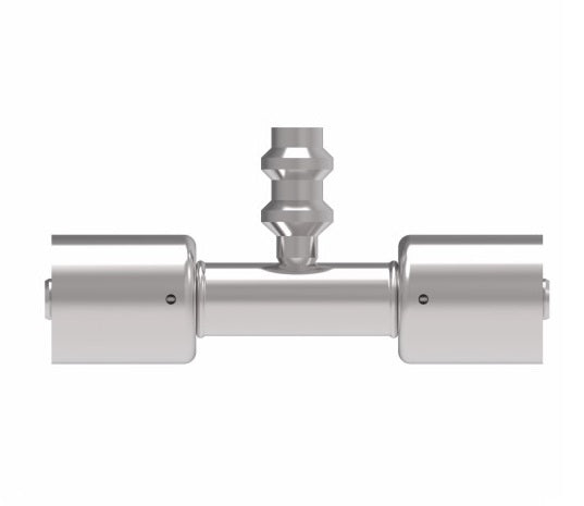 75708E-Y48 Weatherhead by Danfoss | 757 'E' Series | Hose Splicer with R134a High Service Port Crimp Fitting | 13/32" Hose ID x 13/32" Hose ID | Steel