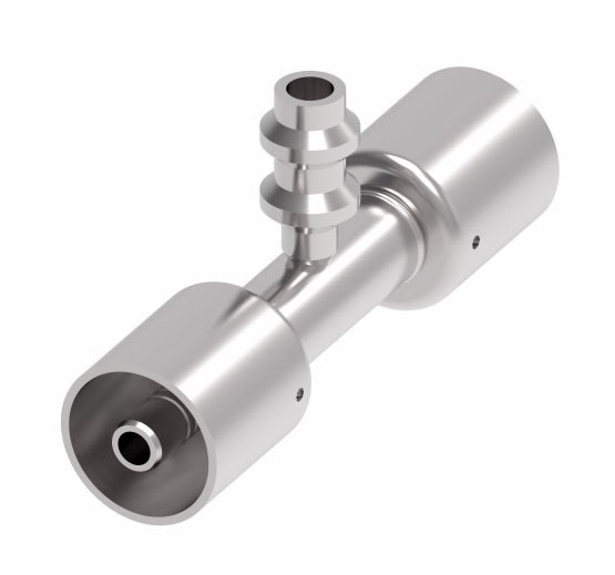 75706E-Y47 Weatherhead by Danfoss | 757 'E' Series | Hose Splicer with R134a High Service Port Crimp Fitting | 5/16" Hose ID x 5/16" Hose ID | Steel