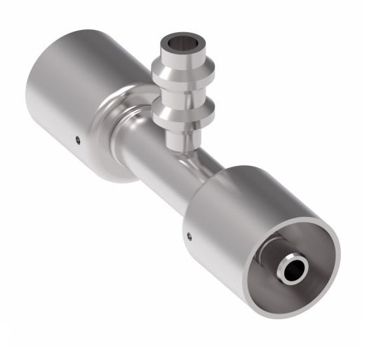 75712E-Y50 Weatherhead by Danfoss | 757 'E' Series | Hose Splicer with R134a Low Service Port Crimp Fitting | 5/8" Hose ID x 5/8" Hose ID | Steel