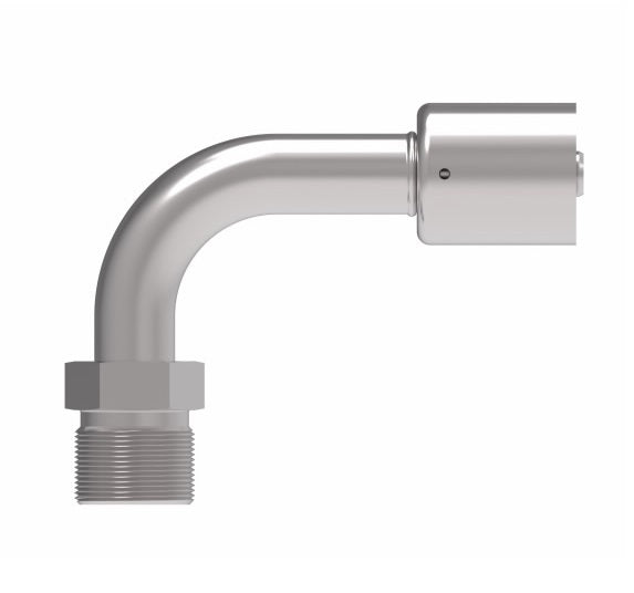 75708E-W68 Weatherhead by Danfoss | 757 'E' Series | Male Bumped Tube O-Ring Rigid Tube 90° Elbow Crimp Fitting | -08 Male Bumped Tube O-Ring x -08 Hose Barb | Steel