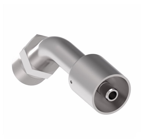 75712E-Z30 Weatherhead by Danfoss | 757 'E' Series | Male Bumped Tube O-Ring Swivel Tube 45° Elbow Crimp Fitting | -10 Male Bumped Tube O-Ring Swivel x -10 Hose Barb | Steel