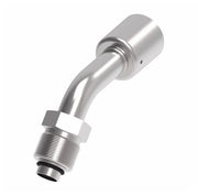 75706E-Z26 Weatherhead by Danfoss | 757 'E' Series | Male Bumped Tube O-Ring Swivel Tube 45° Elbow Crimp Fitting | -06 Male Bumped Tube O-Ring Swivel x -05 Hose Barb | Steel