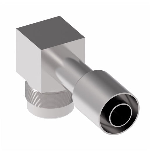 75712E-X12 Weatherhead by Danfoss | 757 'E' Series | Male SAE 45° Rigid 90° Elbow Crimp Fitting | -12 Male SAE 45° x -10 Hose Barb | Steel