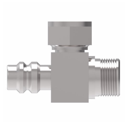 75761 Weatherhead by Danfoss | 757 'E' Series | Rotalok to Male Bumped Tube O-Ring with R134a Low Side Service Port 90° Elbow Adapter | 5/8" Tube Size | Steel