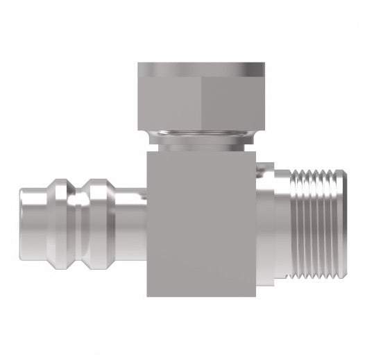 75751 Weatherhead by Danfoss | 757 'E' Series | Tube-O to Male Bumped Tube O-Ring with R134a Low Side Service Port 90° Elbow Adapter | 5/8" Tube Size | Steel
