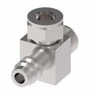 75750 Weatherhead by Danfoss | 757 'E' Series | Tube-O to Male Bumped Tube O-Ring with R134a High Side Service Port 90° Elbow Adapter | 1/2" Tube Size | Steel