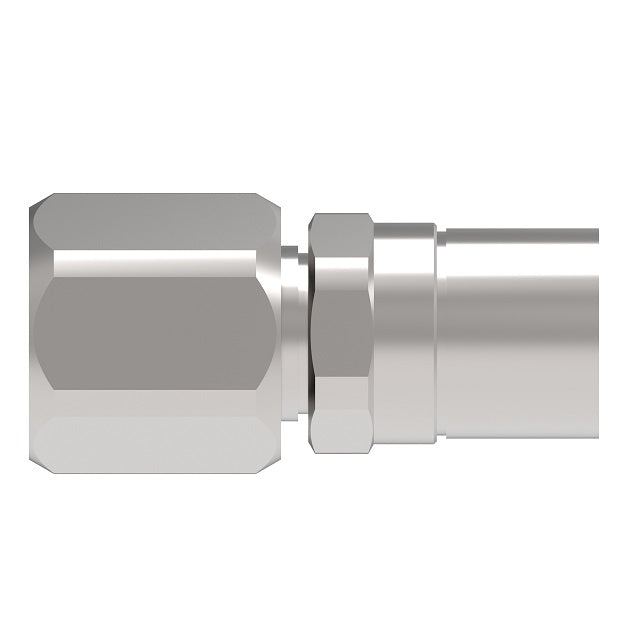 S-1308 Weatherhead by Danfoss | Everswage | Female SAE 37° JIC Swivel Crimp Fitting for Everflex Hose | 13/32" Hose Barb x 1/2" Female SAE 37° JIC Swivel | 300 Stainless Steel