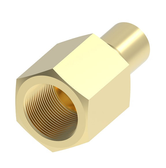 B-2104-2 Weatherhead by Danfoss | Everswage | Female Pipe Crimp Fitting for Everflex Hose | 3/16" Hose Barb x 1/4" Female NPTF | Brass