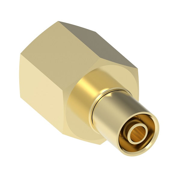 B-2105 Weatherhead by Danfoss | Everswage | Female Pipe Crimp Fitting for Everflex Hose | 1/4" Hose Barb x 1/4" Female NPTF | Brass