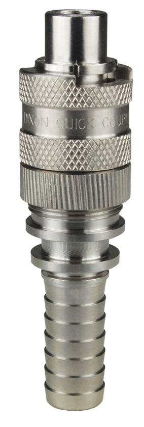 N4S6-S-LS by Dixon Valve | Pneumatic Quick Disconnect Coupling | Dix-Lock® N-Series | Hose Barb | 3/4" Hose ID x 1/2" Body Size | Plug with Locking Sleeve | 303 Stainless Steel