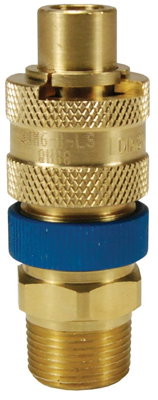 N4M6-B-LS by Dixon Valve | Pneumatic Quick Disconnect Coupling | Dix-Lock® N-Series | 3/4" Male NPTF x 1/2" Body Size | Plug with Locking Sleeve | Brass