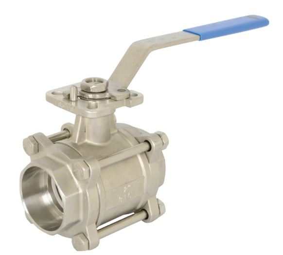 BV2IGN15033-A by Dixon Valve | 3-Piece Industrial Ball Valve Socket Weld | Full Port | 1-1/2" Female NPT x 1-1/2" Female NPT | Stainless Steel