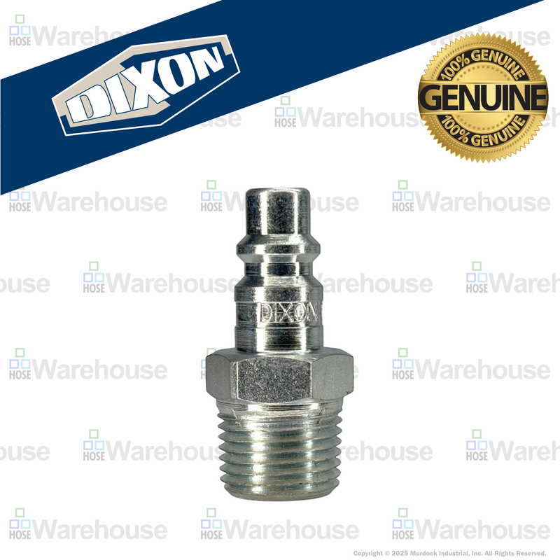 D6M4 by Dixon Valve | Pneumatic Quick Disconnect Coupling | DF-Series | 1/2" Male NPTF x 3/4" Industrial Interchange | Plug | Steel