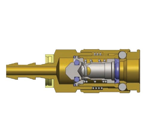 2UB2-B by Dixon Valve | Pneumatic Quick Disconnect Coupling | U-Series | Push-Loc Hose Barb | 1/4" Hose ID x 1/4" Automatic Universal | Socket | Nitrile Seal | Brass