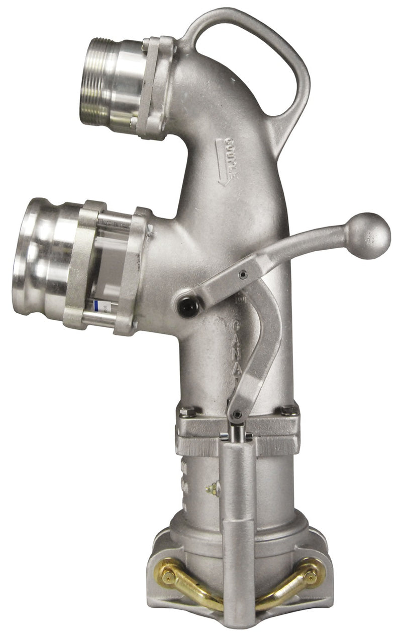 6400FNPT by Dixon Valve | 6400-Series | Single Point Coaxial Delivery/Vapor Recovery Drop Elbow | Inlet: 4" Coupler Fuel | Outlet: 3" Male NPT Vapor | Aluminum