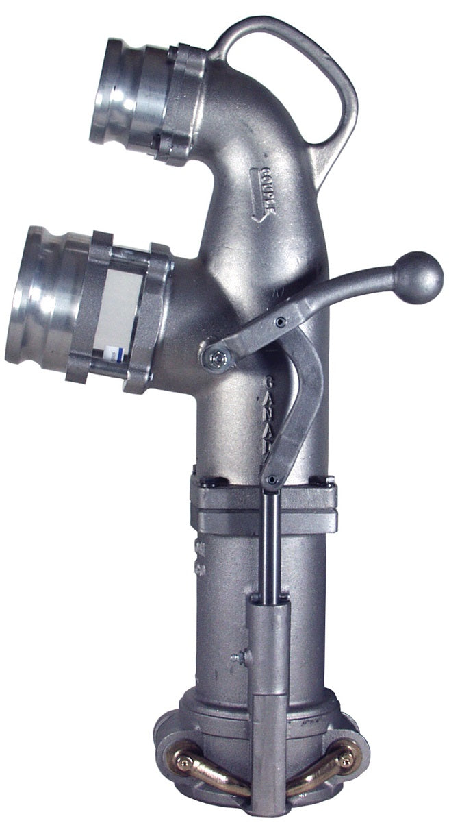 6400X by Dixon Valve | 6400-Series | Tall Single Point Coaxial Delivery/Vapor Recovery Drop Elbow | Inlet: 4" Adapter Fuel | Outlet: 3" Male Vapor | Aluminum