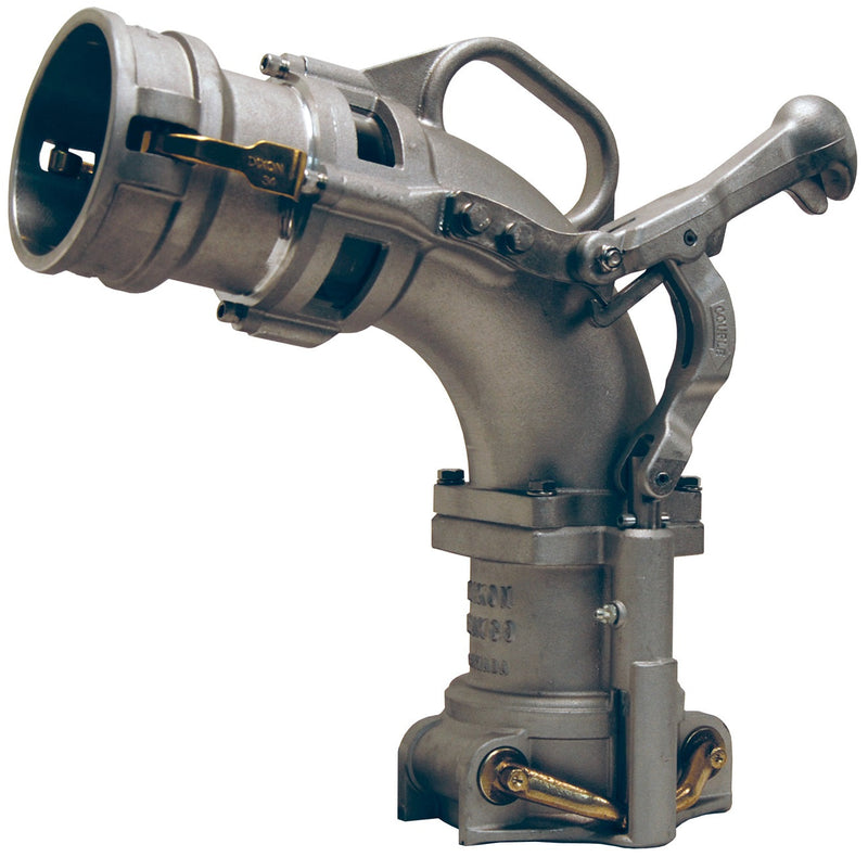 6500D by Dixon Valve | 6500-Series | Self-Locking Drop Elbow | 4" Size | Tightfill Elbow With 4" Coupler Inlet | Aluminum
