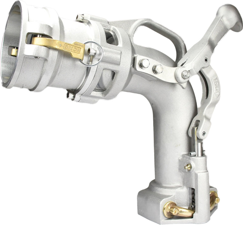 6530D by Dixon Valve | 6500-Series | Self-Locking Drop Elbow | 3" Size | 3" Tightfill Elbow with 4" Coupler Inlet | Aluminum
