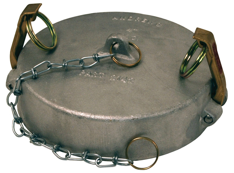 41450-DCAL by Dixon Valve | API Dust Cap | with Flat Nitrile Rubber Gasket and Brass Cam Arms | 4" API Size | Aluminum