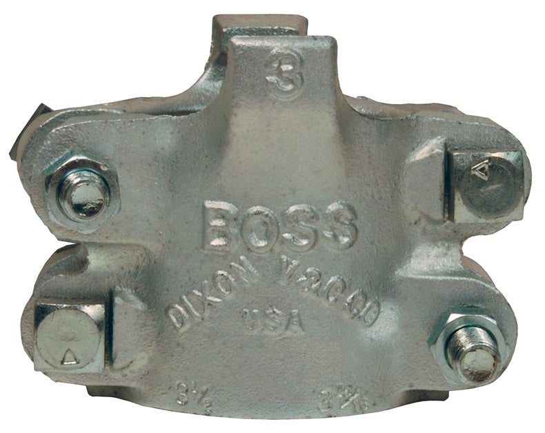 B35 by Dixon Valve | Boss® Clamp | 4-Bolt Type | 2-Gripping Fingers  | 3" Hose ID | Hose OD: from 3-52/64" to 4-4/64" | Zinc Plated Iron