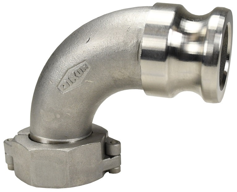 RPDA90150 by Dixon Valve | Boss® Frac Pump Cam & Groove Adapter | 90° Elbow | 1-1/2" Adapter x 1-1/2" Female NPSM Swivel Nut | 316 Stainless Steel