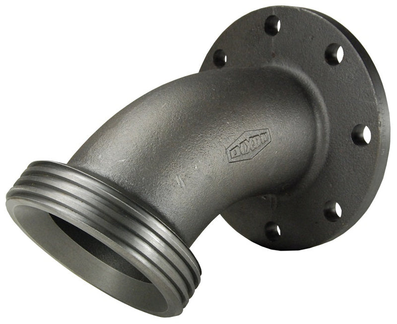 HUF206400FLG-45 by Dixon Valve | Boss® One-Piece Flange Adapter | 45° Elbow | Figure 206 | 4" Size | Female Hammer Union x 125# Flange | Iron