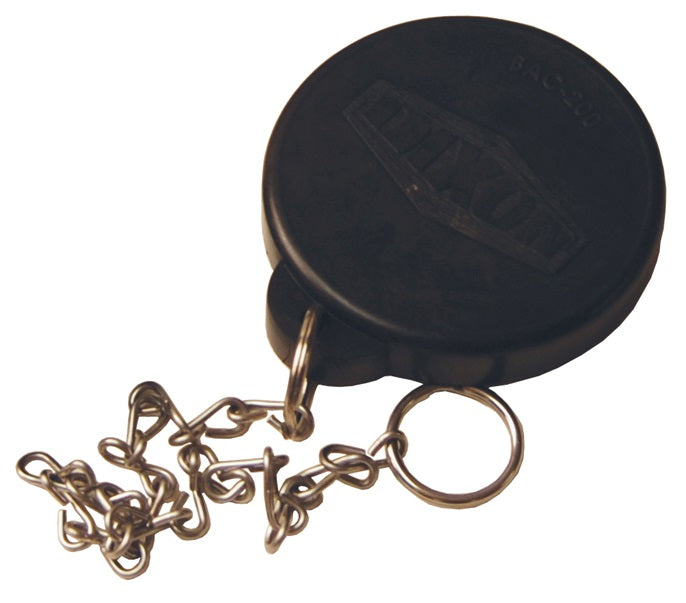 BAC-300 by Dixon Valve | Dust Cap for Dry Disconnect | Bayonet Style | 3" Size | Rubber with Stainless Steel Chain