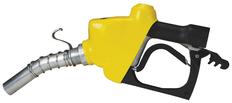 DFN100F-NPNF by Dixon Valve | Farm and Consumer Diesel Nozzle with Safety Valve | UL Listed | 1" NPT Inlet | 1-1/18" Spout Outlet | Yellow Scuff Guard | Aluminum