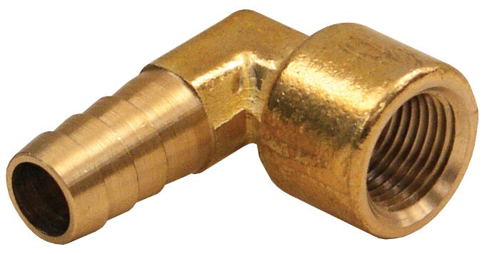 1340604C by Dixon Valve | Female Hose Barb Insert | 90° Elbow | 1/4" Female NPTF x 3/8" Hose ID | Brass
