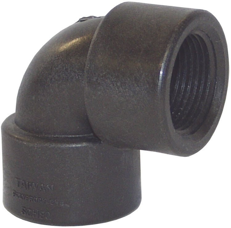 62217 by Dixon Valve | Female Union Adapter | Schedule 80 | 90° Elbow | 1" Female NPT x 1" Female NPT | Polypropylene