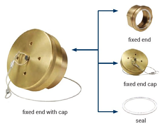 LNG20BRFE by Dixon Valve | Liquid Natural Gas Coupling | 2" Size | LNG30 Fixed End With 2" Female NPT Thread / Cap & Retaining Cable | Brass