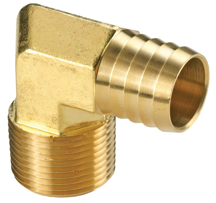 1290804C by Dixon Valve | Male Hose Barb Insert | 90° Elbow | 1/4" Male NPTF x 1/2" Hose Barb | Brass