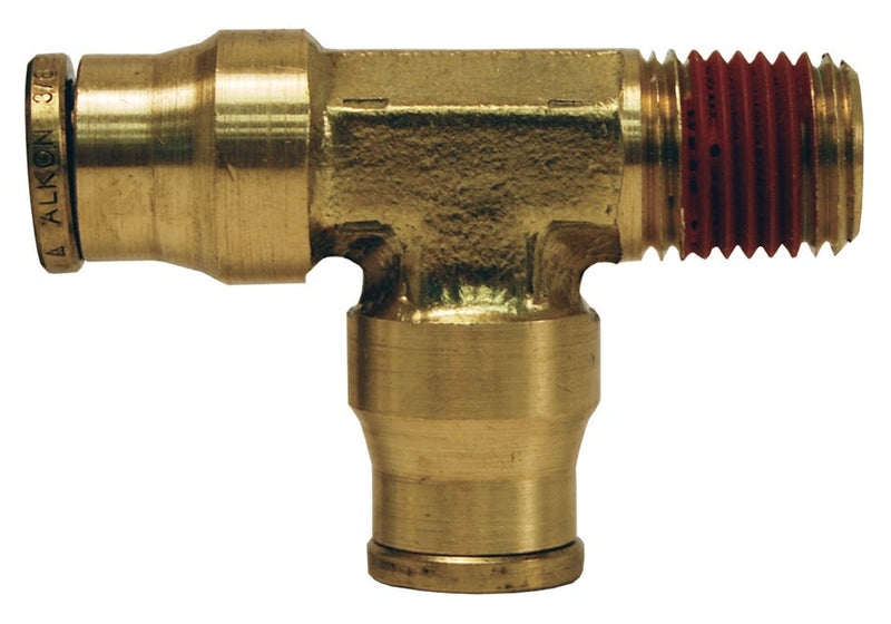 7112X4 by Dixon Valve | Push-In Fitting | Male Run Tee | 3/8" Tube OD x 1/8" Male NPTF x 3/8" Tube OD | Forged Brass