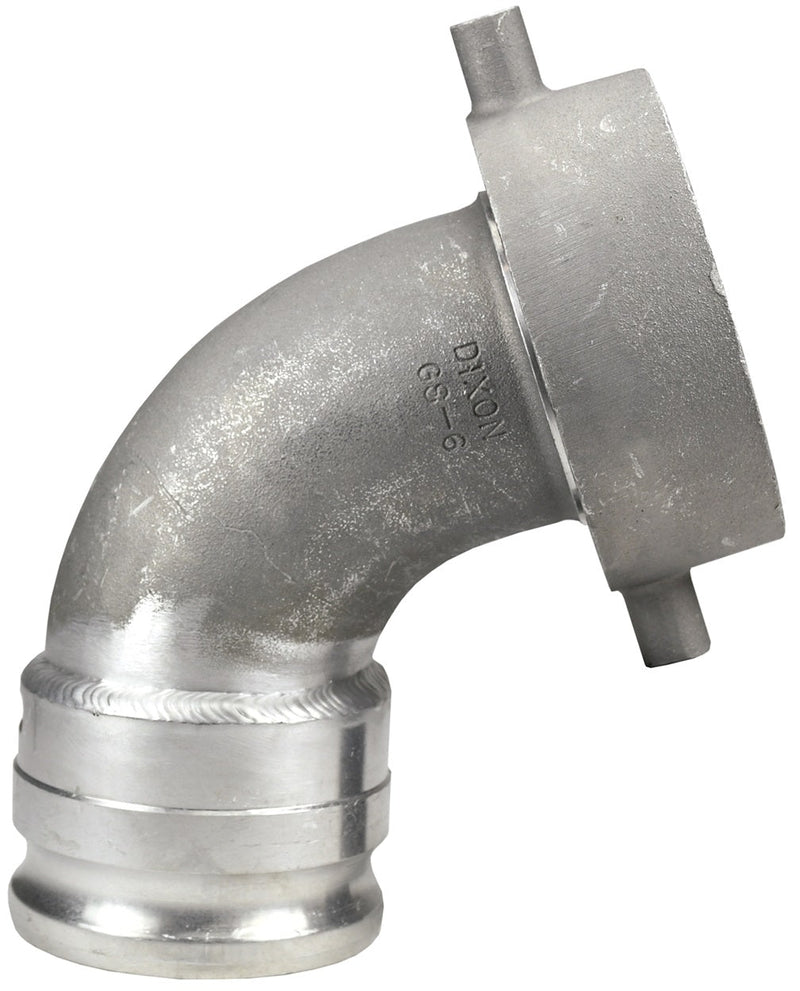 ATCA40 by Dixon Valve | Railroad Tank Car Connection | Style A | 110° Elbow | 4" Male Adapter x 5" Swivel Nut | Aluminum