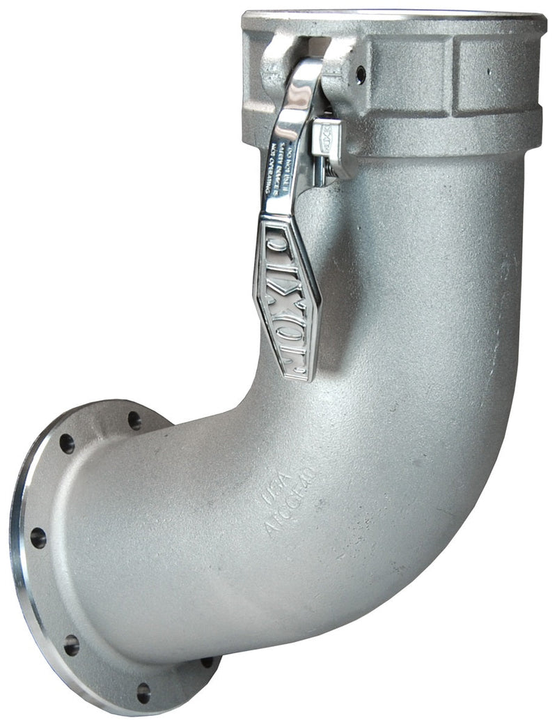 ATCGF40 by Dixon Valve | Railroad Tank Car Connection | Style GF | 110° Elbow | 4" TTMA Flange x 4" Boss-Lock Coupler | Aluminum
