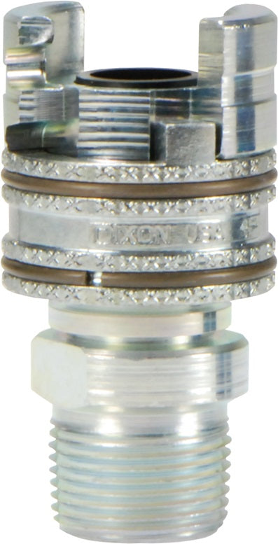 4PM3 by Dixon Valve | Pneumatic Quick Disconnect Coupling | Dual-Lock P-Series | 3/8" Male NPTF x 1/2" Body Size | Socket | Nitrile Seal | Steel