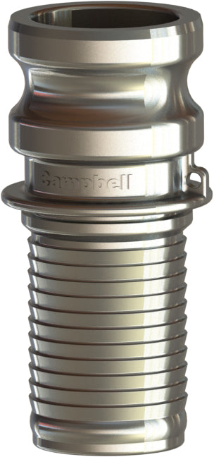 E-AL-600C by Campbell Fittings | Cobra Cam & Groove Coupling | Type E | with ferrule interlock | 6" Male Adapter x 6" Hose Shank | Aluminum