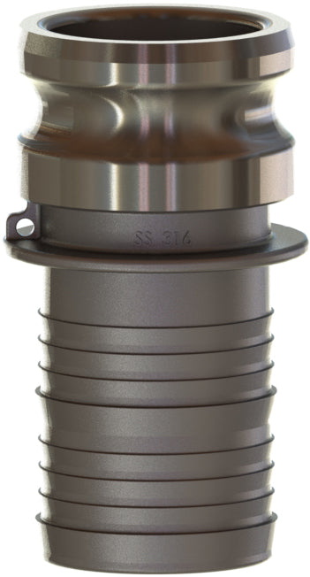 E-316-150 by Campbell Fittings | Standard Cobra Cam & Groove Coupling | Type E | 1-1/2" Adapter x 1-1/2" Hose Shank | 316 Stainless Steel