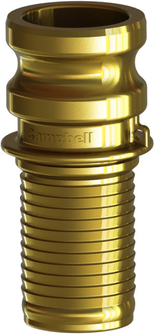 E-BR-100C by Campbell Fittings | Cobra Cam & Groove Coupling | Type E | with ferrule interlock | 1" Male Adapter x 1" Hose Shank | Brass
