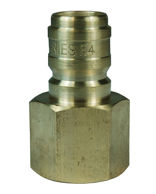 E10F10-B by Dixon Valve | Hydraulic Quick Disconnect Coupling | E-Series | 1-1/4" Female NPTF x 1-1/4" Straight-Through Interchange | Plug | Brass